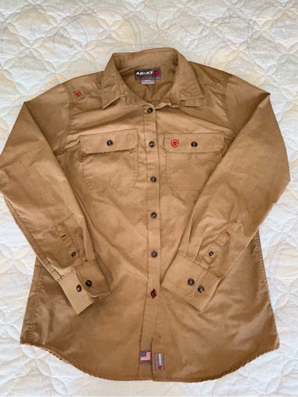 Ariat Women’s FR Featherlight Work Shirt Khaki Flame Resistant CAT 2 - Size XS